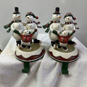 Lot Of 2 Snow Days By Jessica Flick Snowman Stocking Holder Hangers Matching Set